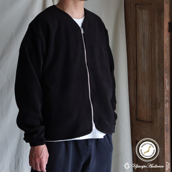 画像1: アンチピリング フリース フィンガーホール付き ノーカラーZIPジャケット【MADE IN JAPAN】『日本製』/ Upscape Audience (1)