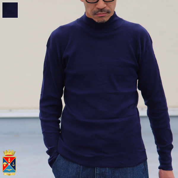 画像1: DEAD STOCK / Italian  Marina Militare Mock Neck Cotton Sweater / （イタリア海軍 モックネック コットンセーター） (1)